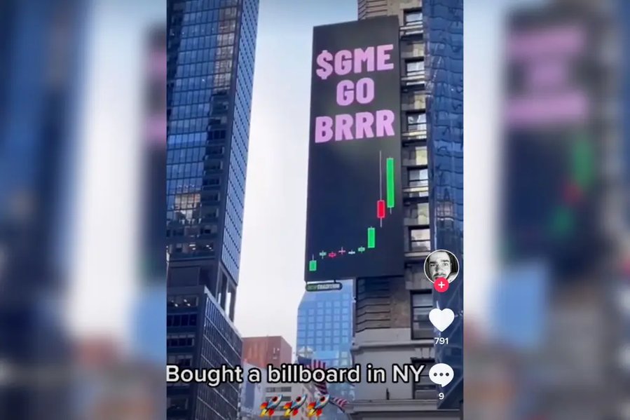 Defiant Redditors buy Times Square billboard as GameStop stock saga rages