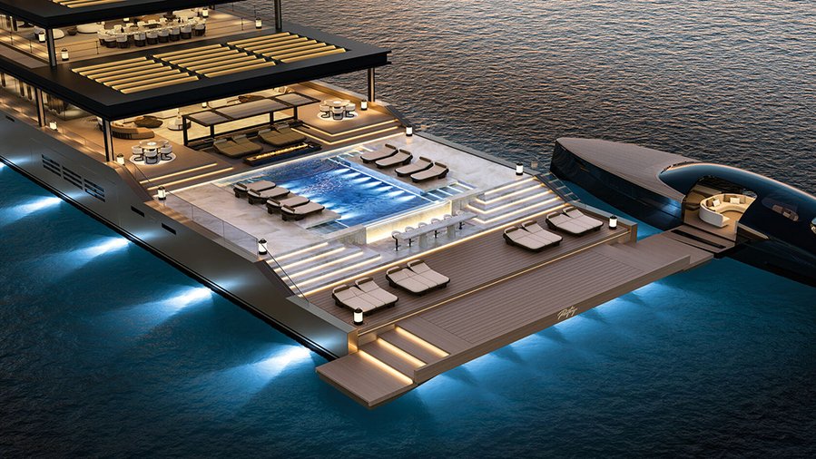 This Epic 424-Foot Superyacht Concept Lets You Take Ocean Dips From Its Sea Pool