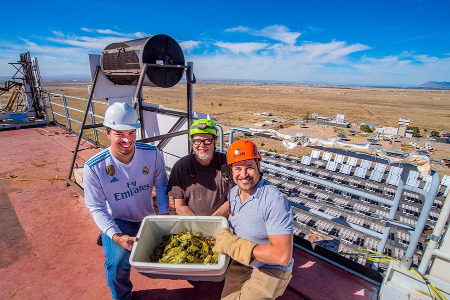 Using the power of the sun to roast green chile